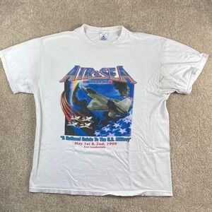 Vintage 1999 Air & Sea Show Fort Lauderdale T-Shirt XL White Delta Pro Weight